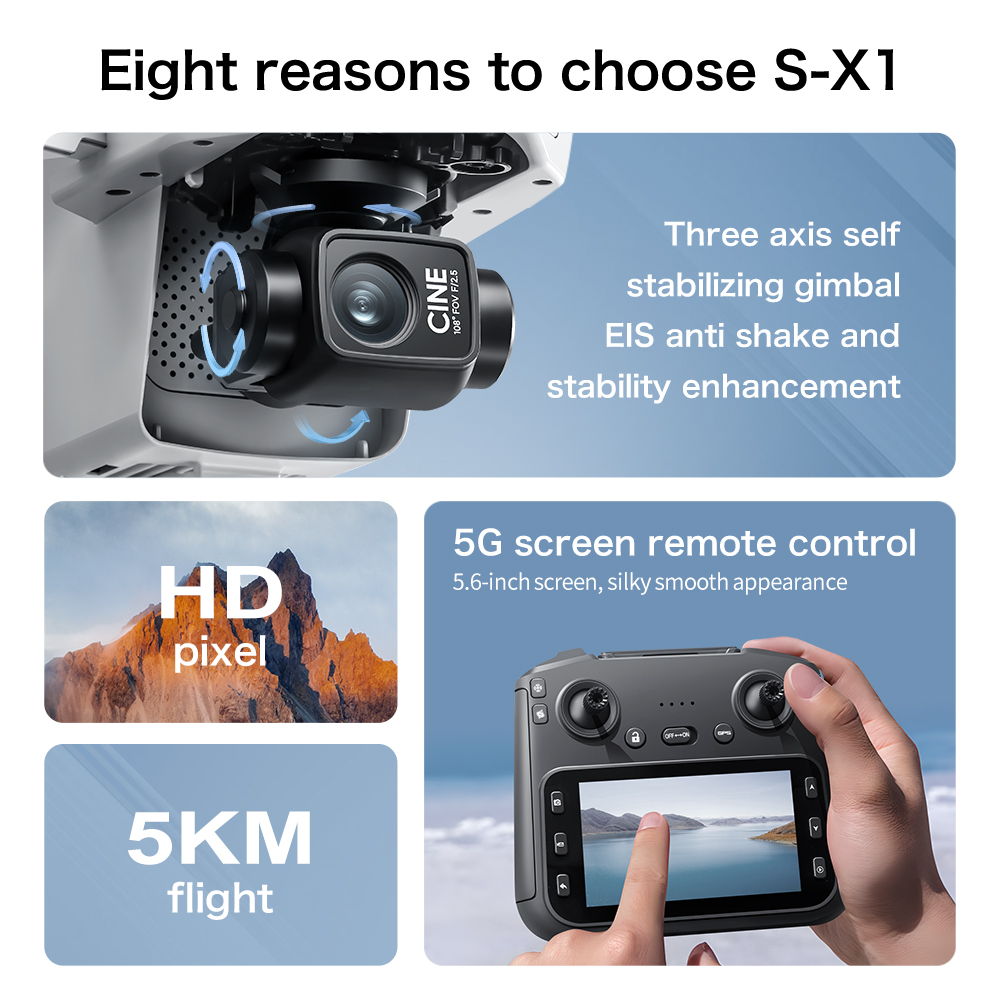 โดรน GPS รุ่น S-X1 ดั้งเดิม กล - Drone Gimbal 3 Axis บทวิจารณ์และราคา
